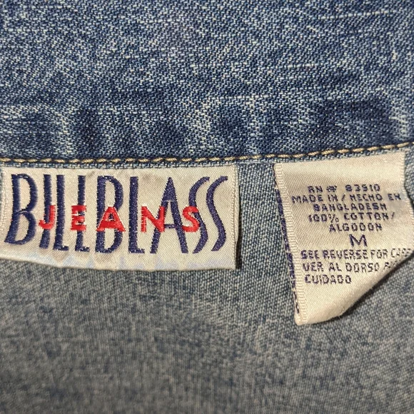 Vintage Bill Blass Blue Floral Embroidered Rhinestone Embellished Denim Vest M - Picture 4 of 4